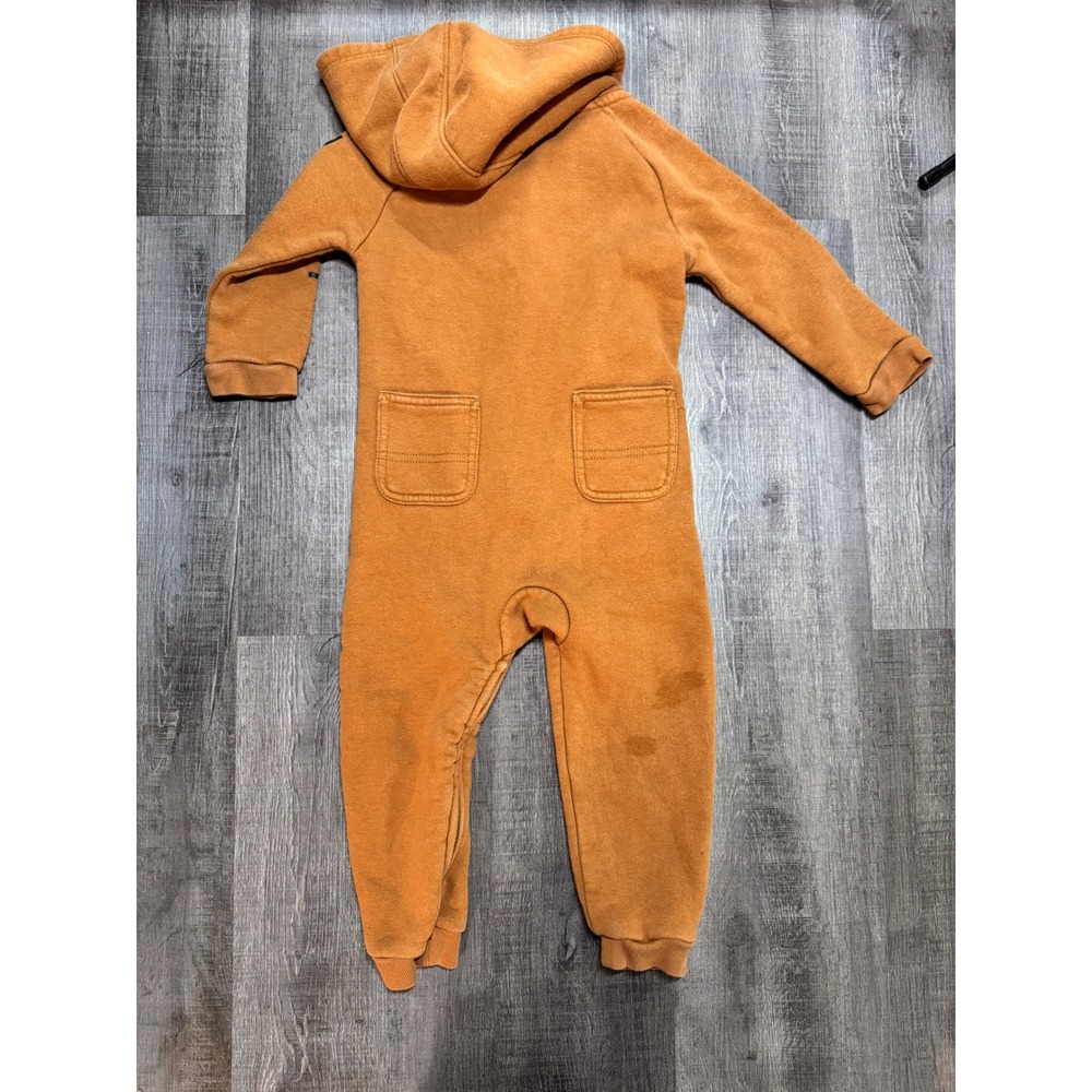 Carhartt Baby Boys Brown Hooded Fleece Full Zip Coverall Jumpsuit 24M - Picture 3 of 4